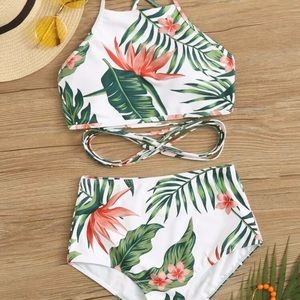 Floral tie around bikini